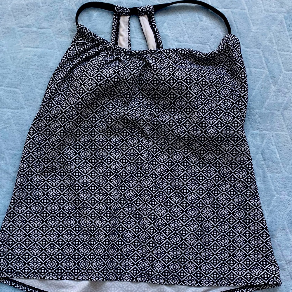 Navy blue and white swimsuit top!